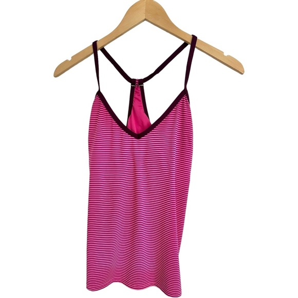 Carve Designs Catalina Striped Tankini Swim Top Pink Plum Shelf Bra Size Medium - Picture 6 of 10